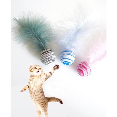 Cat Toys Feather Toys Gatos Starry Sky Texture Ball Juguetes Para Gatos Interactive Cat Toys Three Color Pet Products Jouet Chat