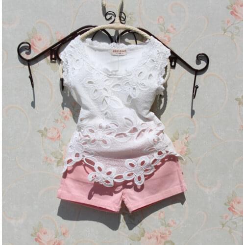 2020 Summer girls clothing sets kids clothes lace cotton vest+shorts two-piece suit girls clothes children clothing set age1-15Y