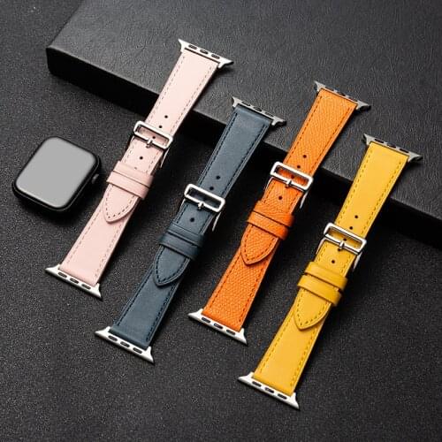 Leather band for Apple watch strap 44mm 40mm 38mm 42 mm iWatch series 6 se 5 4 3 Single tour bracelet Apple watch Leather strap
