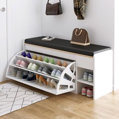 Leather Shoes Cupboards Furniture Simple Entrance Ultra Thin Flip Shoe Rack for Hallway Large Capacity Storage Hallway Bench