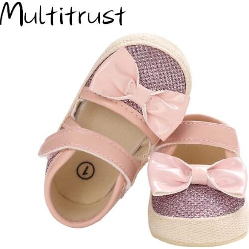 Toddler Infant Kids Girls Cute Bowknot Crib Shoes PU Newborn Soft Sole Anti-slip Baby Sneakers Sandals Toddler Shoes Baby Shoes