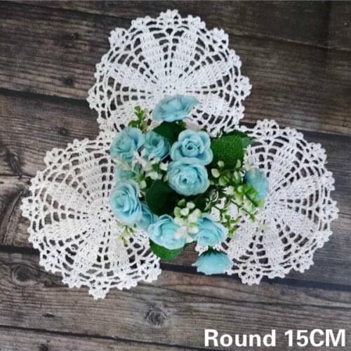 Round 15CM Vintage Handmade Crochet Tablecloth Placemats Wedding Doily Dish Mat Cup Coffee Pad Mantel Individual Table Coaster