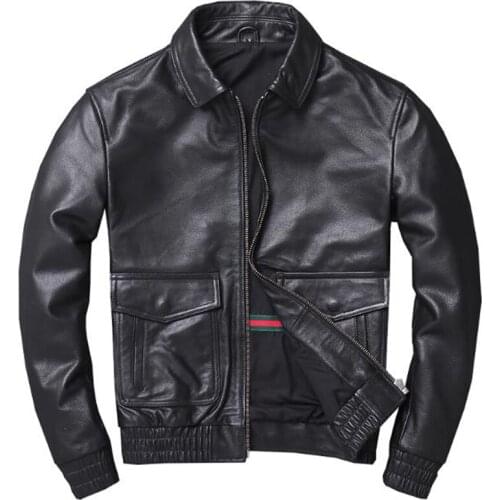 US Style Flight Mans Real Leather Jackets and Coats Cow Leather Jackets Black Autumn Men Streetwear Winter Sheepskin Coats A889