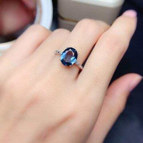 MOONROCY Trendy Rings Cubic Zirconia Blue Crystal Wedding CZ Oval Silver Color Jewelry Womes Girls Gift Dropshipping Wholesale