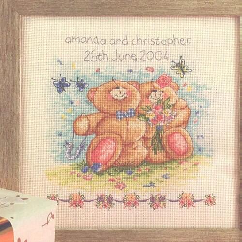 Cross-Stitch Kit T126 couple cute cartoon bear letters DIY bright spring