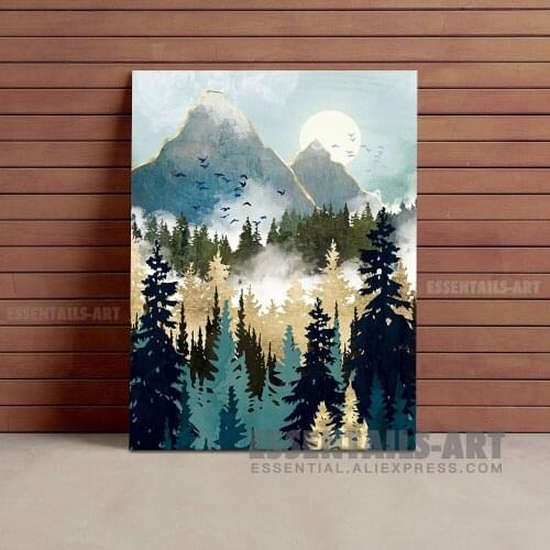 Misty Pines Nordic Abstract Nature Canvas Wall Art Painting Poster Bedroom studio print Living kid Room Home Decoration Prints