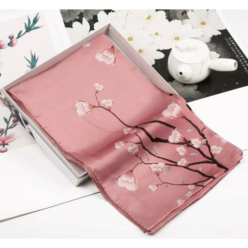 New Chinese Ancient Style Ink Painting Silk Scarf. Silk Digital Printing Silk Scarf. Ladies Spring Silk Scarf