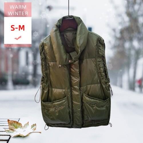 Autumn Winter Women Short White Duck Down Vest Female Loose Soft Warm Zipper Sleeveless Coat Big Size Good Quanlity Waistcoat
