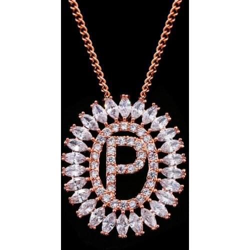 Bettyue Fashion Necklace For Female Hollow Out Shape CZ Fashion Round Jewelry Letter P Muliticolors Noble Pendant In Banquet