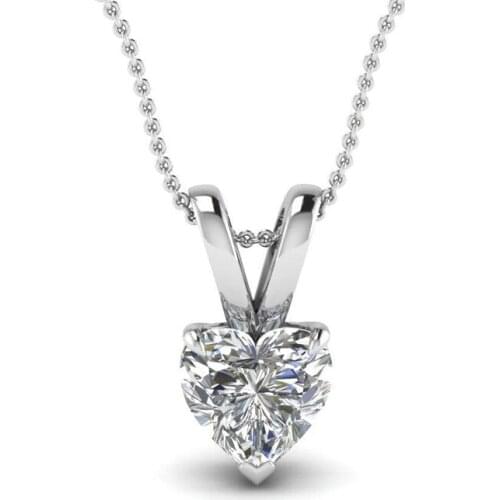 Huitan Crystal Heart Cubic Zirconia Pendant Necklace for Women Simple Stylish Bridal Wedding Engagement Necklaces Trendy Jewelry