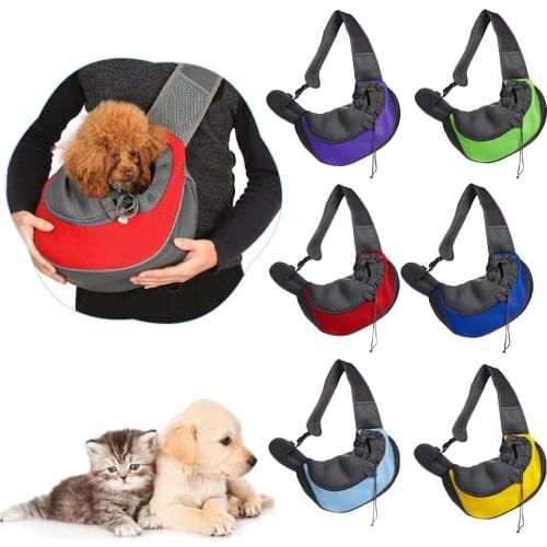 Pet Dog Carrier Outdoor Travel Handbag Pouch Mesh Oxford Single Sling Mesh Travel Tote Shoulder Bag Dropship