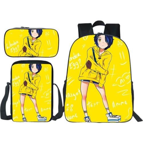 Wonder Egg Priority Backpack Boy Girl Bag Anime Backpack Large Capacity Bookbag Teen Knapsack Fashion Pencil Case Shoulder Bags