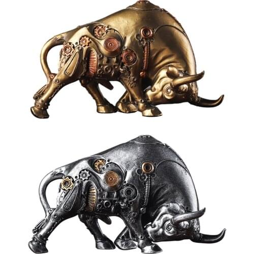 Bull Figurine Collectable Resin Sculpture Ornament for Car Dashboard Decoration
