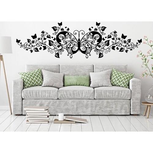 Wedding Headboard Butterfy Plant Leaves Wall Decal Bedroom Kids Room Birthday Animal Birds Wall Sticker Sofa Vinyl Home Decor