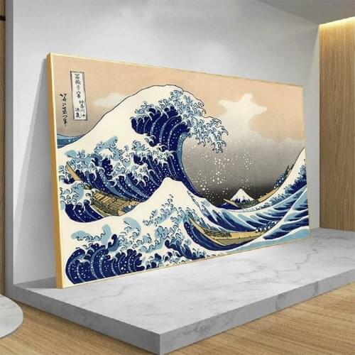 Japan Kanagawa Prefecture Retro Big Wave Canvas Painting Art Posters and Prints Wall Art Print HD Canvas Home Decoration Gifts
