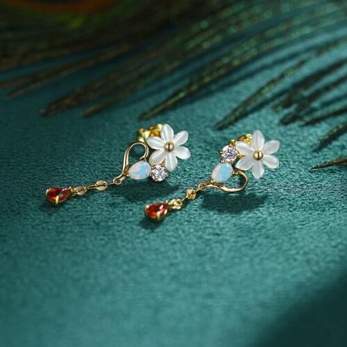 Jewelry natural shell flower heart-shaped earrings for women anti-allergy earrings boucle d'oreille bijoux femme