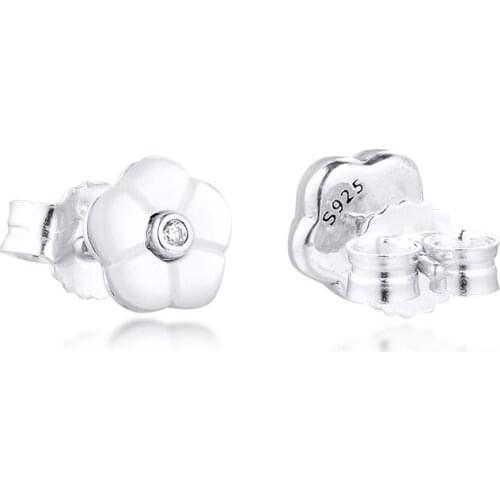 CKK Earrings 925 Sterling Silver Jewelry Luminous Florals, Mother Of Pearl & Clear CZ Stud Earrings for Women Gift free shipping