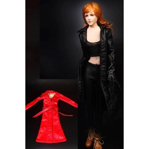 TYM101 1/6 Female Clothes RED/BLACK Leather Coat Agent Suits fit For Big Breasted Female Action Figure Body PH TBL JO Dolls