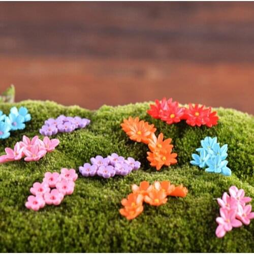 10Pcs Miniature Moss Flower Fairy Garden Micro Landscape Resin Decor Craft