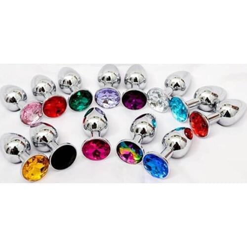 10 Colors Small Size Metal Anal Butt Plug Jeweled Beads Sexy Stopper Insert Anal Sex Toy