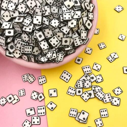 100g/lot 5mm Black and White Dice Slice Polymer Clay Sprinkles for Crafts Scrapbook Nail Art Decoration DIY Filler Accessories
