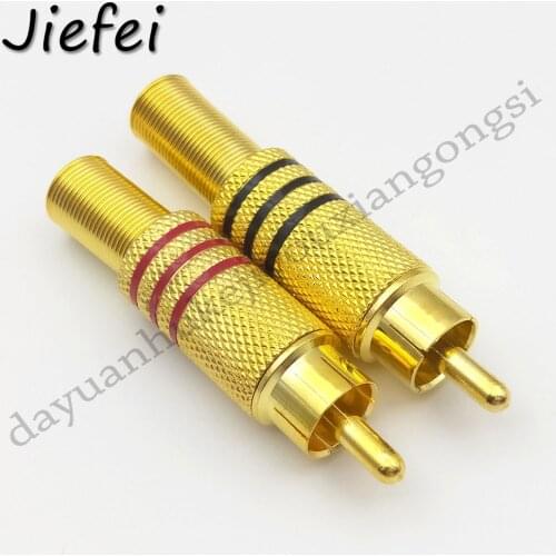 100pcs Gold Plated RCA Plug Audio Male Connector w Metal Spring Black + red New
