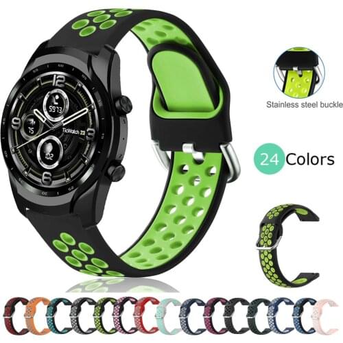 22mm 20mm Silicone band For HONOR Watch GS PRO /Ticwatch Pro 2020 / Pro 3 GPS Silicone Strap for Ticwatch GTX/E2/S2 correa