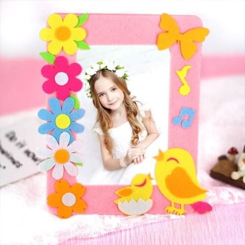 3Pcs DIY Cartoon 6 Inch Photo Frame Toys For Girls Children Non Woven Cloth Handmade Home Decor Kindergarten Kids Craft Toys
