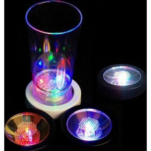 30pcs LED Light Bottle Cup Mat Coaster 7 Color Changing For Party Club Bars Light Decor Party Wedding Festival Supply ZA5100