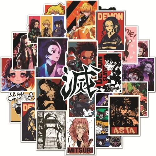 50/100Pcs Demon Slayer Japanese Comic Stickers Luggage Trolley Case Notebook Phone Sticker DIY Scrawl