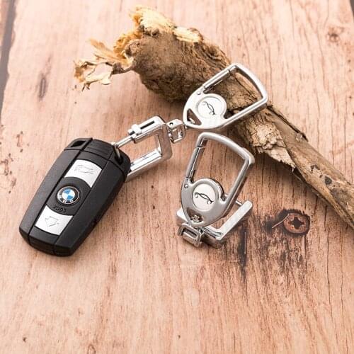 Car Keychain Stainless Steel Accessories Waist Creative Anti-Lost Number Plate 360 Rotating Remote Control