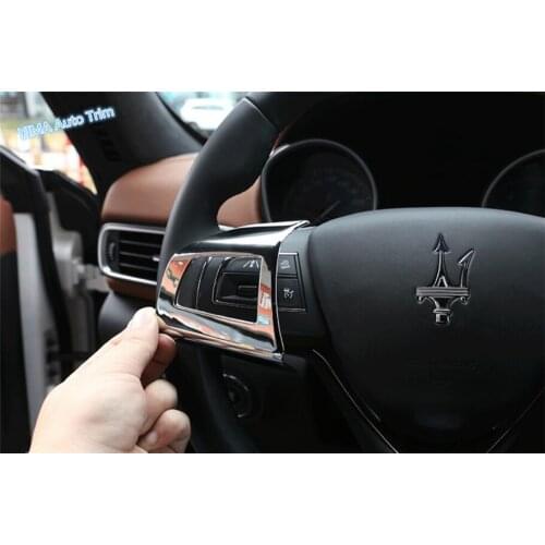 Lapetus Car Styling Steering Wheel Button Frame Cover Trim Fit For Maserati Levante 2016 - 2020 Bright / Carbon Fiber ABS