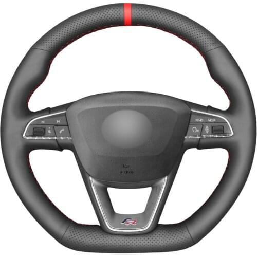 Black Artificial Leather No-slip Car Steering Wheel Cover for Seat Leon Cupra Leon ST Cupra Leon ST Cupra Ateca Cupra Ateca FR