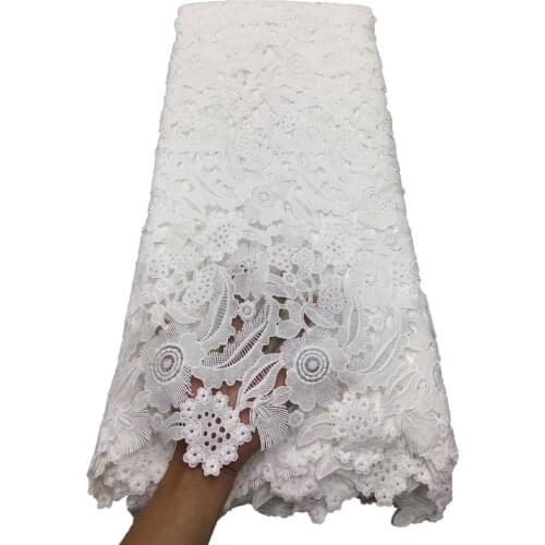 Pure white Milk Silk African Cord Guipure Lace Fabric 2020 High Quality Cord Lace Nigerian Water Soluble Lace Fabrics For Dress