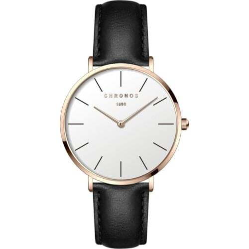 CHRONOS Women Watch Buckle Belt Simple Dial Fashion Leather Quartz Water and Shock Resistant Ladies Watch CH3303