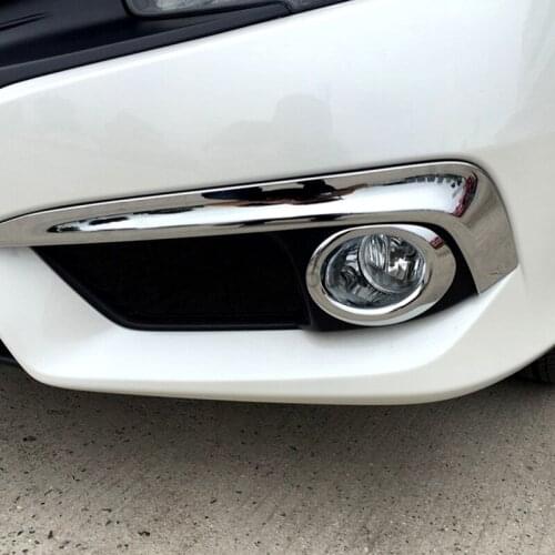 For Honda For Civic 2016 4pcs Front Foglight Lamp + Eyelid Eyebrow Cover Trim Chromium Styling Protective Exteriror Accessories