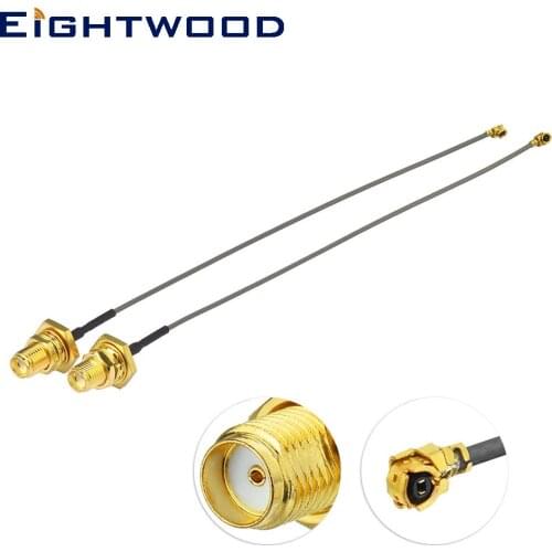 Eightwood 2PCS U.fl/IPEX Cable Mini PCI to SMA for Wireless Router Mini PCIE Cards Network Extension Bulkhead PCI Repeater Cable