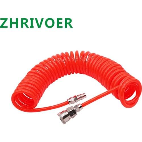 Flexible PU Recoil Hose Tube for Compressor Air Tool Collocation Fittings Spring Pipe 3M 6M 9M 12M 15M OD 8mm x ID 5mm