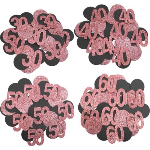 JQSYRISE 1Bag Rosegold Gold 30 40 50 60 Year Old Confetti Happy Birthday Party Anniversary Adult Birthday Table Scatter Supplies