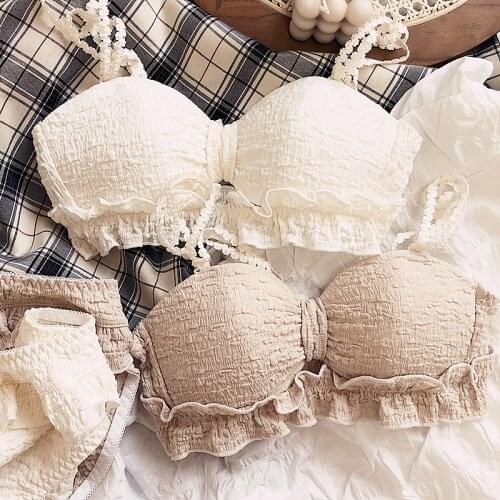 Wriufred Bow-knot gathered lingerie briefs set half-cup tube top without steel ring underwear set women sexy cozy plus size bra