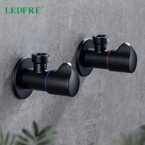 LEDFRE Bathroom Angle Filling Valve Faucets Black Stainless Steel Kitchen Cold Hot Mixer Tap Accessories Standard G1/2 LF36006