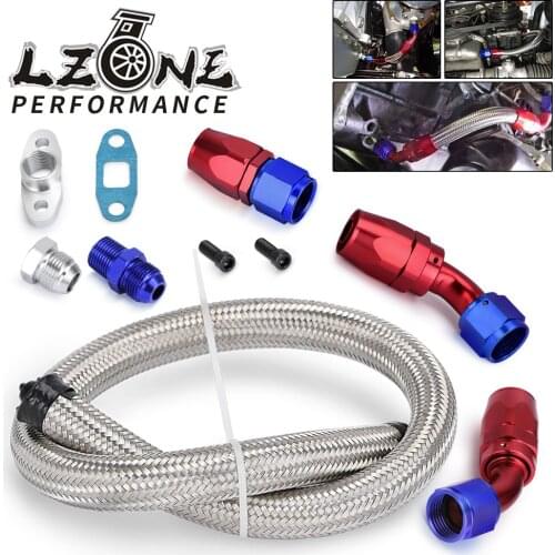 LZONE - Turbocharger Oil Drain Return Line 10AN 26″For T3 T4 T70 T66 Stainless Steel Braided Turbine JR-TOL12