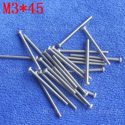 M3*45 304 Screw Stainless Steel Screw 45mm Round Head Screws Phillips Crosshead Thread Bolt Brand new fastener tools 30pcs