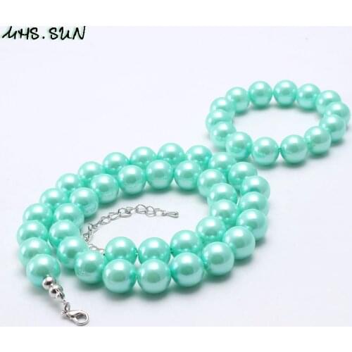 MHS.SUN Kids Jewelry Set Fashion Imitation Pearls Necklaces for Baby Girls Princess Dress Accessories DIY Beaded Bracelets 1set