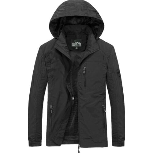 Mens Windproof Windbreakers Jackets Hooded Zipper Casual Coat Slim Fit Oversized Outwear Solid Military Bomber Jacket Men