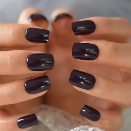 Deep Purple High Quality Nail Decoration Set Squoval Fake Nails Medium Beauty Nail Tips For Daily Wearing