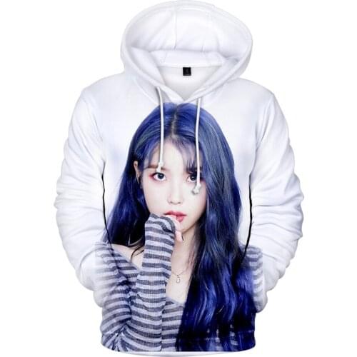 New K-pop singer IU hoodie 3D long-sleeved sweatshirt men/womens casual streetwear hooded unisex Lee Ji-eun pullover kids coat