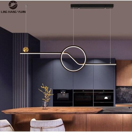 Nrodic Modern Led Chandelier L90cm Black Hanging Home Chandelier Lighting for Dining room Kitchen Living Chandelier Lamp Lustres
