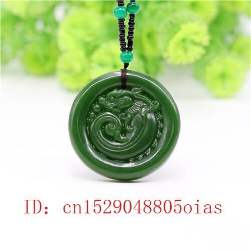 Natural Green Chinese Jade Dragon Pendant Necklace Charm Jadeite Jewelry Carved Amulet Fashion Accessories Gifts for Women Men