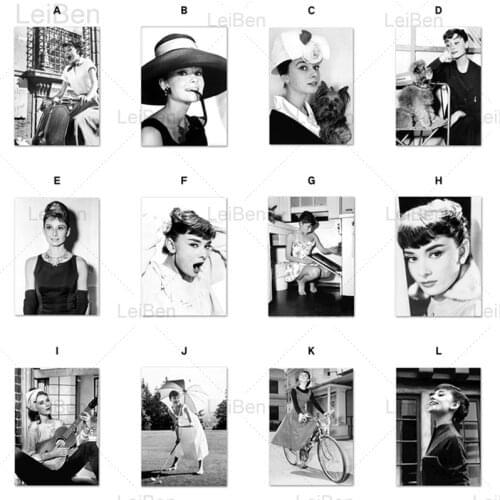 Audrey Hepburn Posters and Prints Movie Stars Black and White Picture Wall Art Canvas Painting Home Decor Living Room Cinema